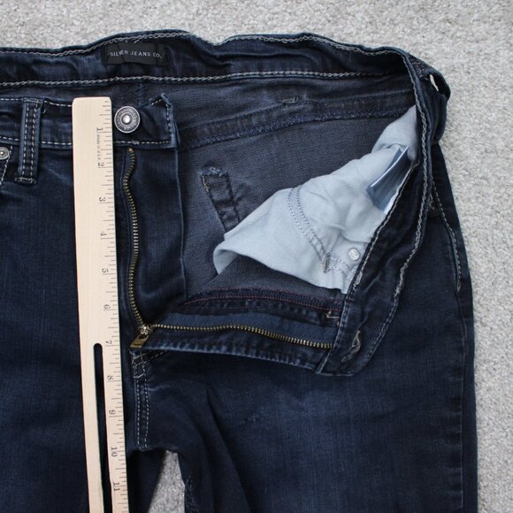 Silver Jeans Zac Mens 36x34 Blue 5-Pocket Cotton Stretch Straight Leg Grunge - Picture 9 of 14